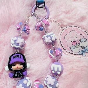 ❤️Buy 3 get 1 free❤️Cute Skullpanda with Purple Beaded Keychain